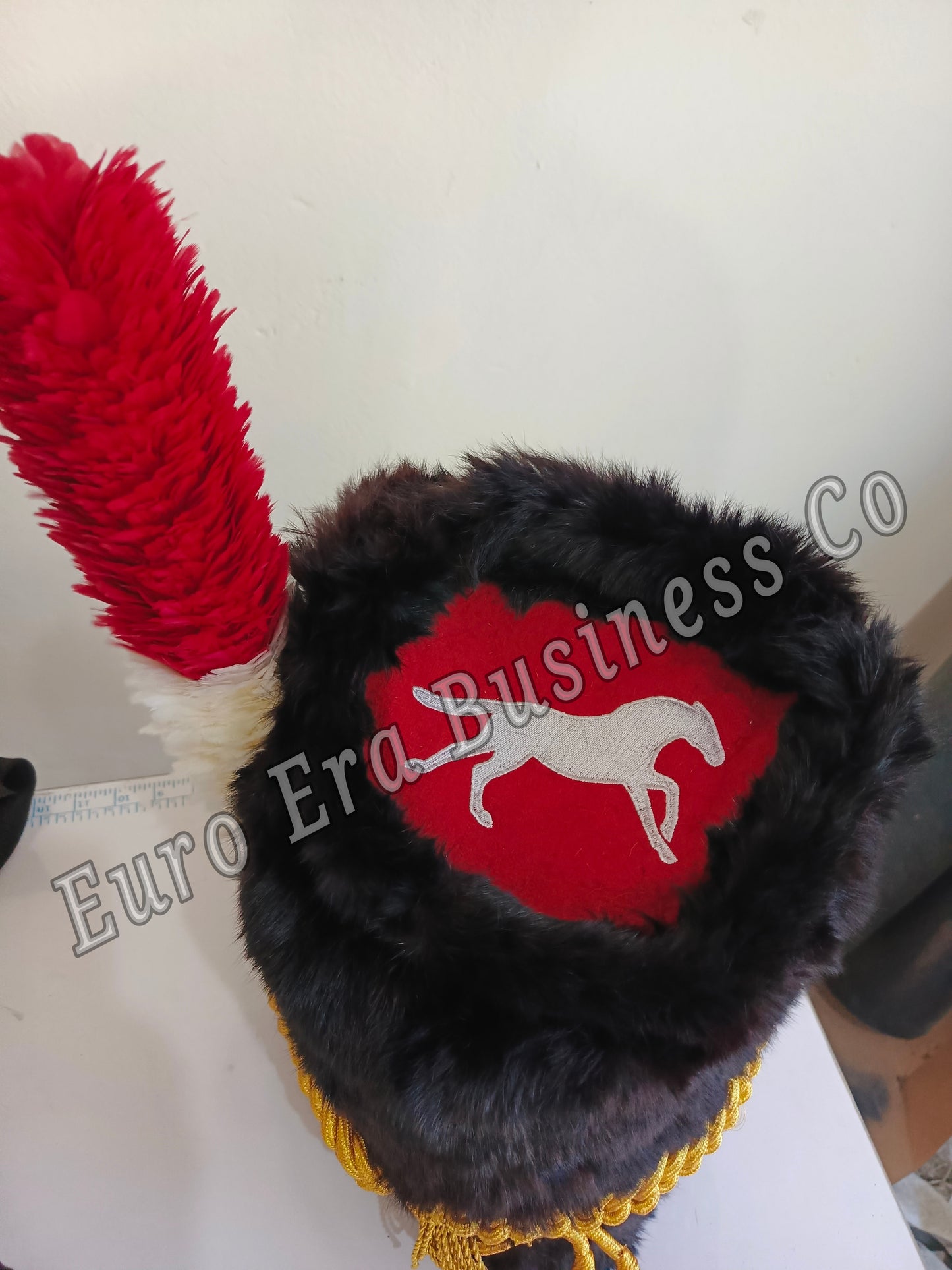 Napoleonic British Scots Gray Military Officer Hat Bear Skin Hairs