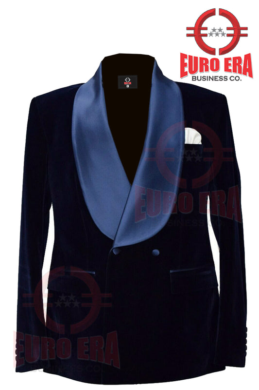 Blue Velvet Smoking Coat Jacket Tuxedo Wedding Party Wear Smoking COAT