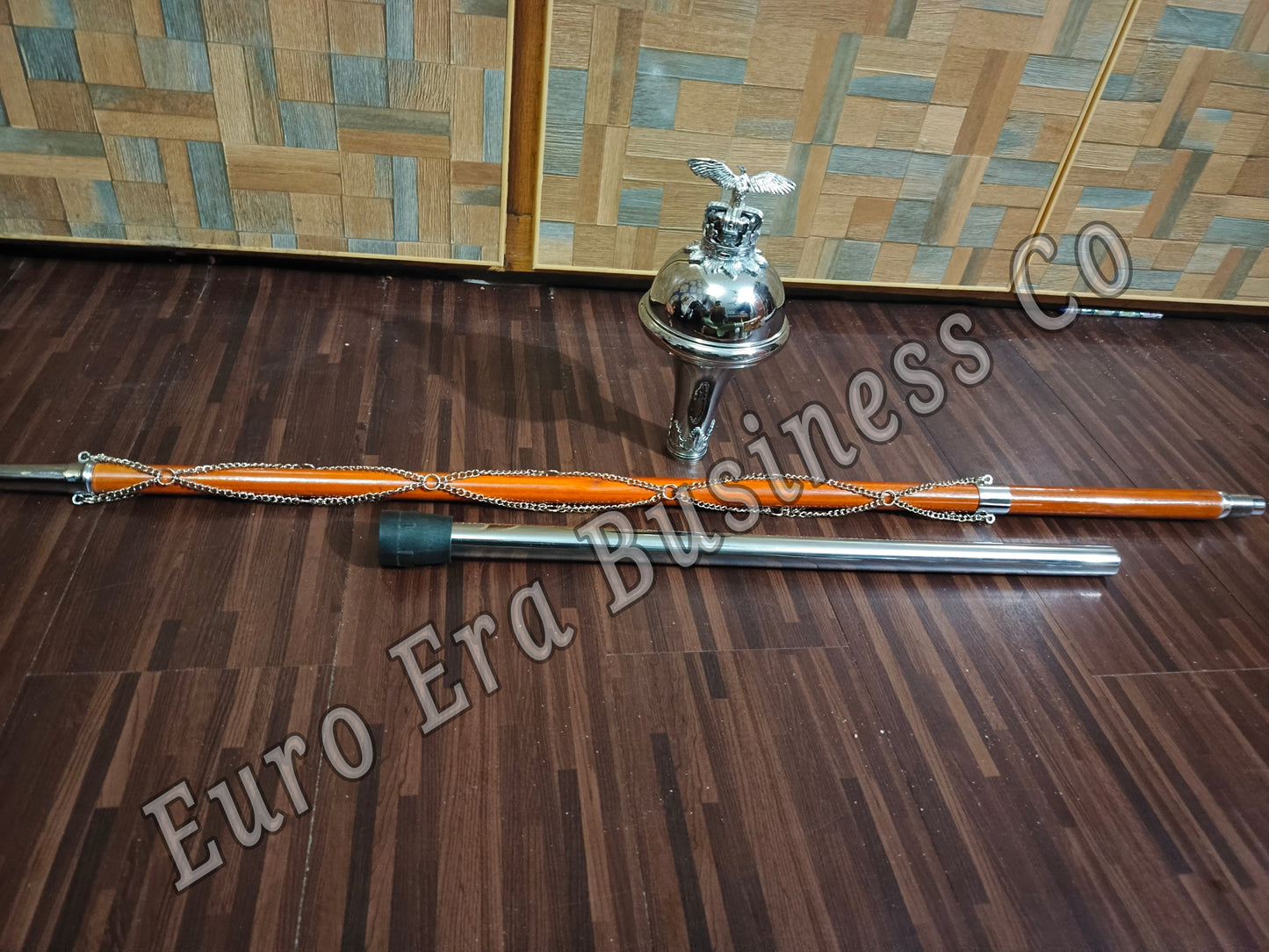 New Ceremonial Drum Major Mace Stave Stick Chrome EAGLE Head Size 44 to 60