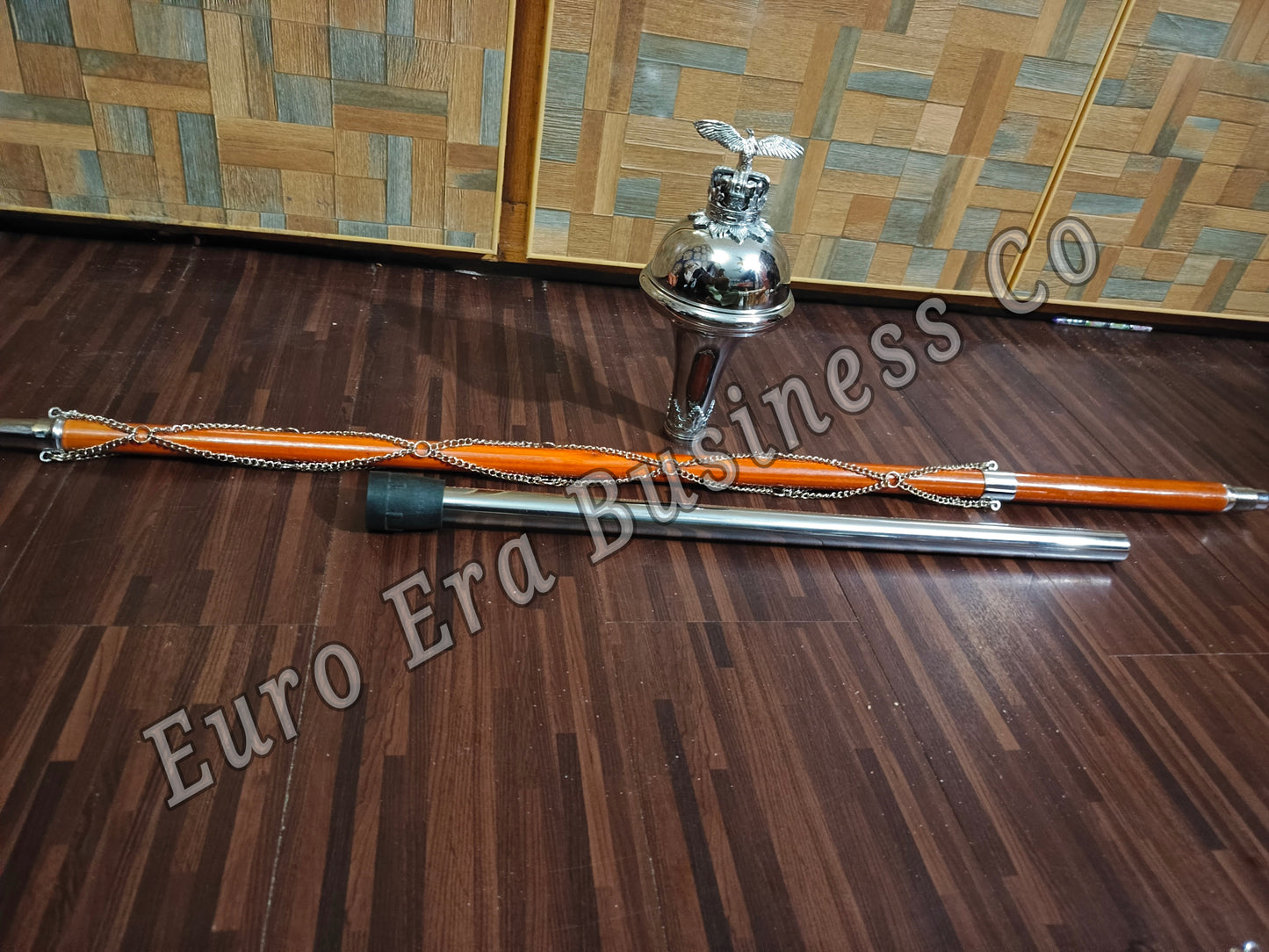New Ceremonial Drum Major Mace Stave Stick Chrome EAGLE Head Size 44 to 60
